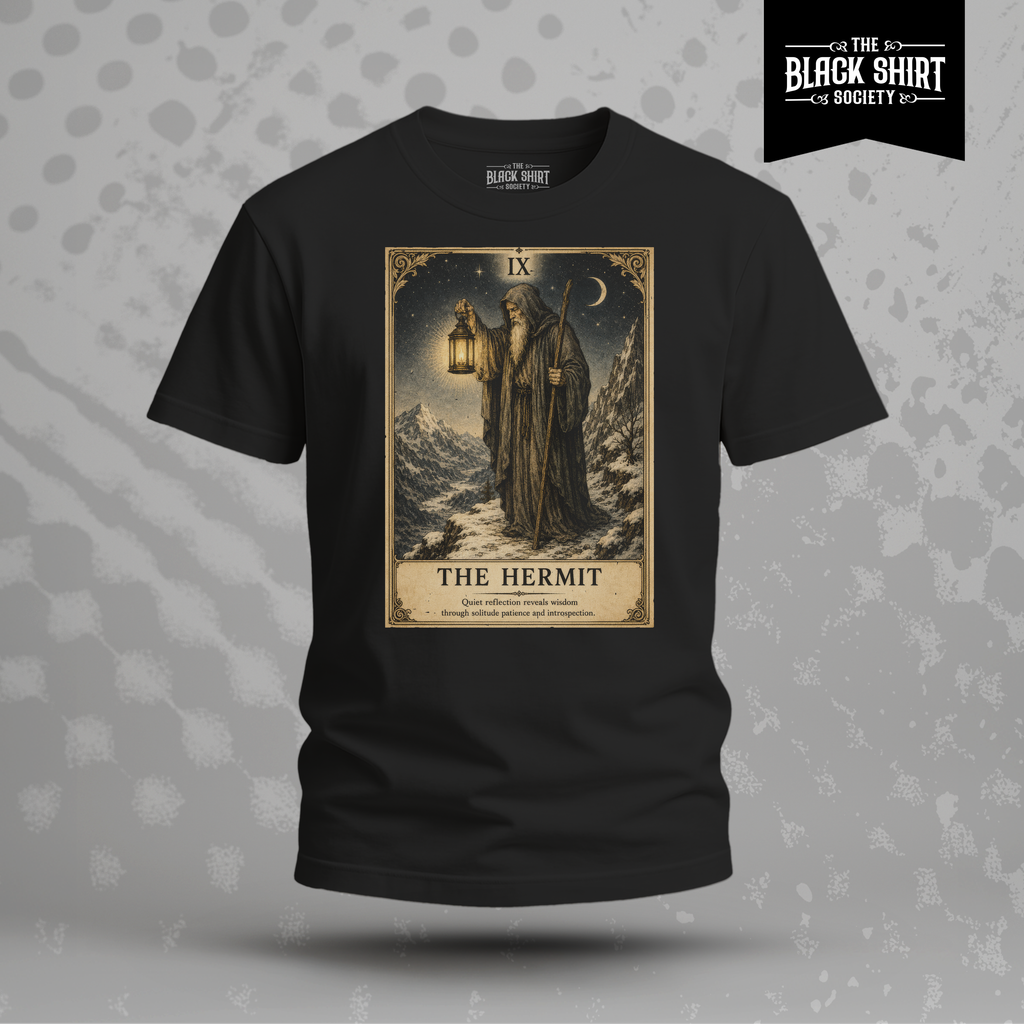 The Hermit Tarot Card T-Shirt, Victorian Major Arcana Graphic Tee