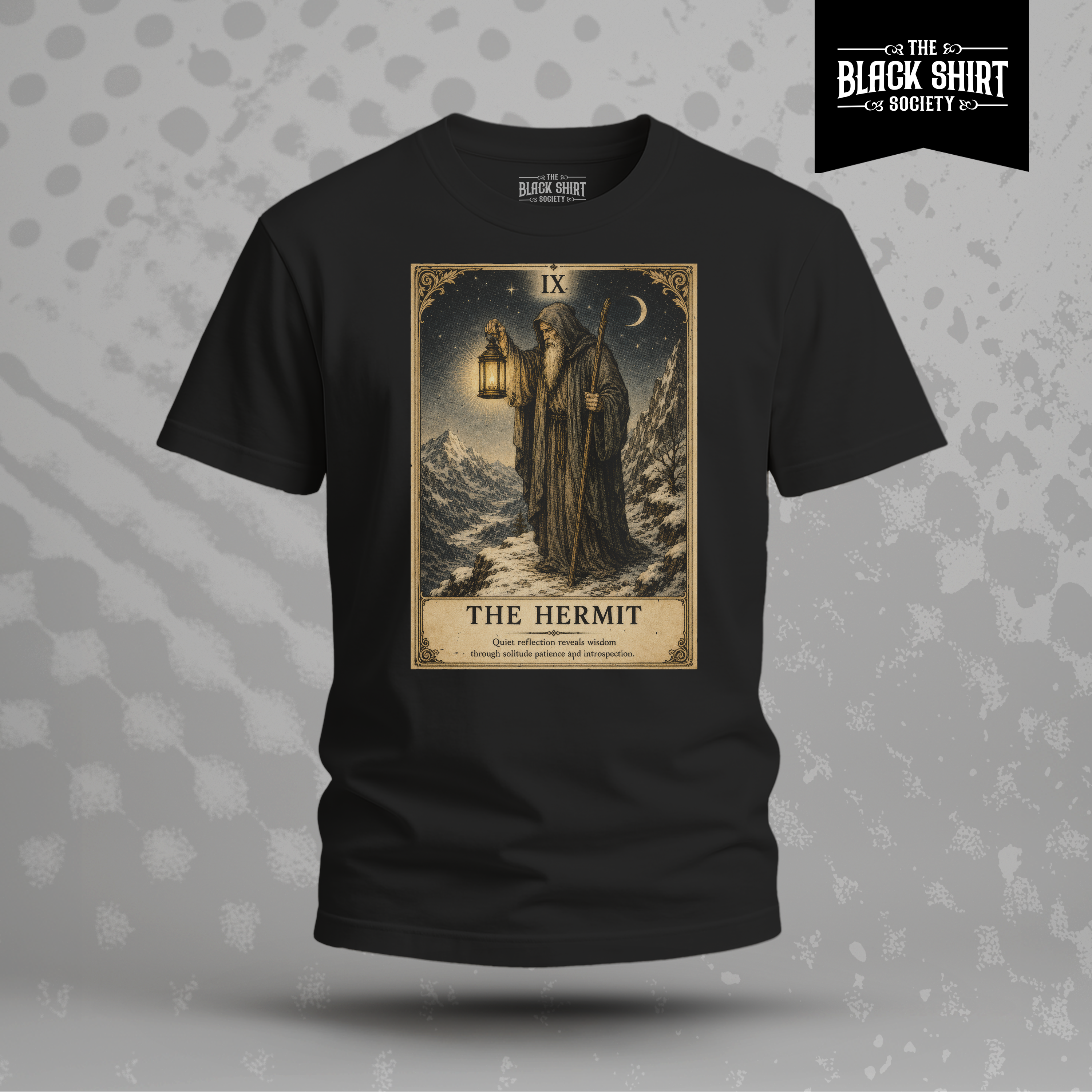 The Hermit Tarot Card T-Shirt, Victorian Major Arcana Graphic Tee