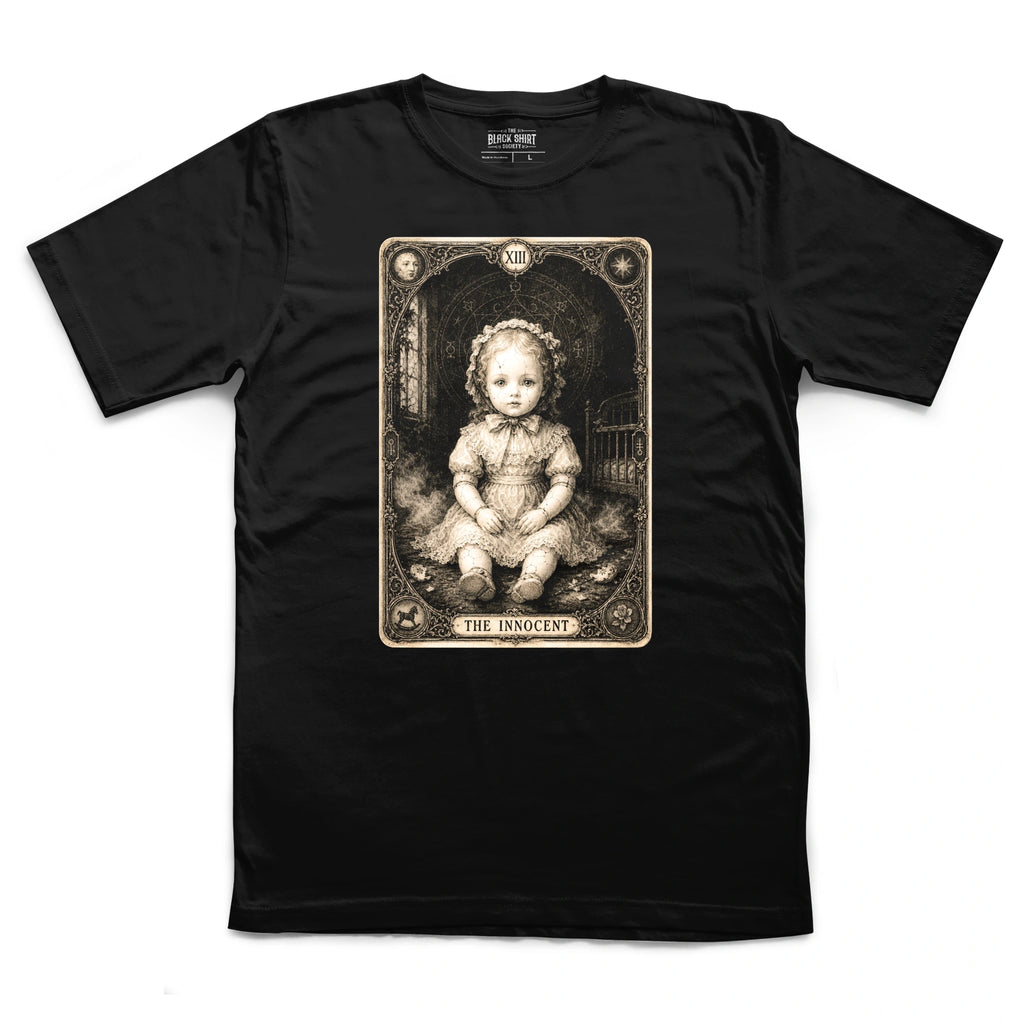 The Innocent Tarot Haunted Doll T-Shirt | Gothic Victorian Horror Graphic Tee