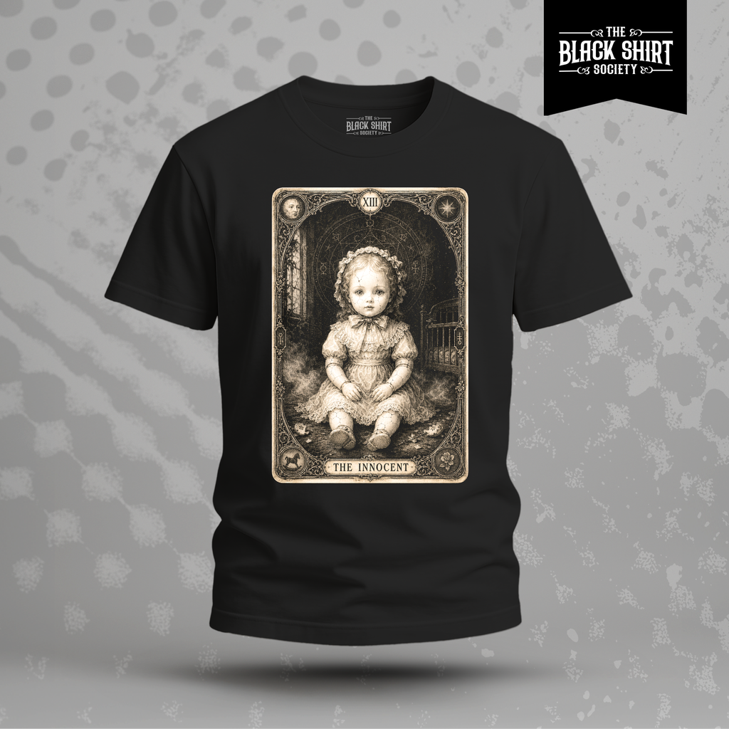 The Innocent Tarot Haunted Doll T-Shirt | Gothic Victorian Horror Graphic Tee