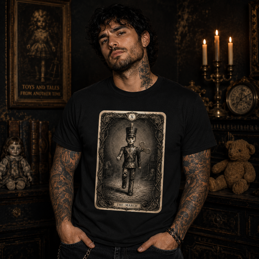 The March | Gothic Toy Soldier T-Shirt | Dark Tarot Card Graphic Tee | Victorian Horror Apparel