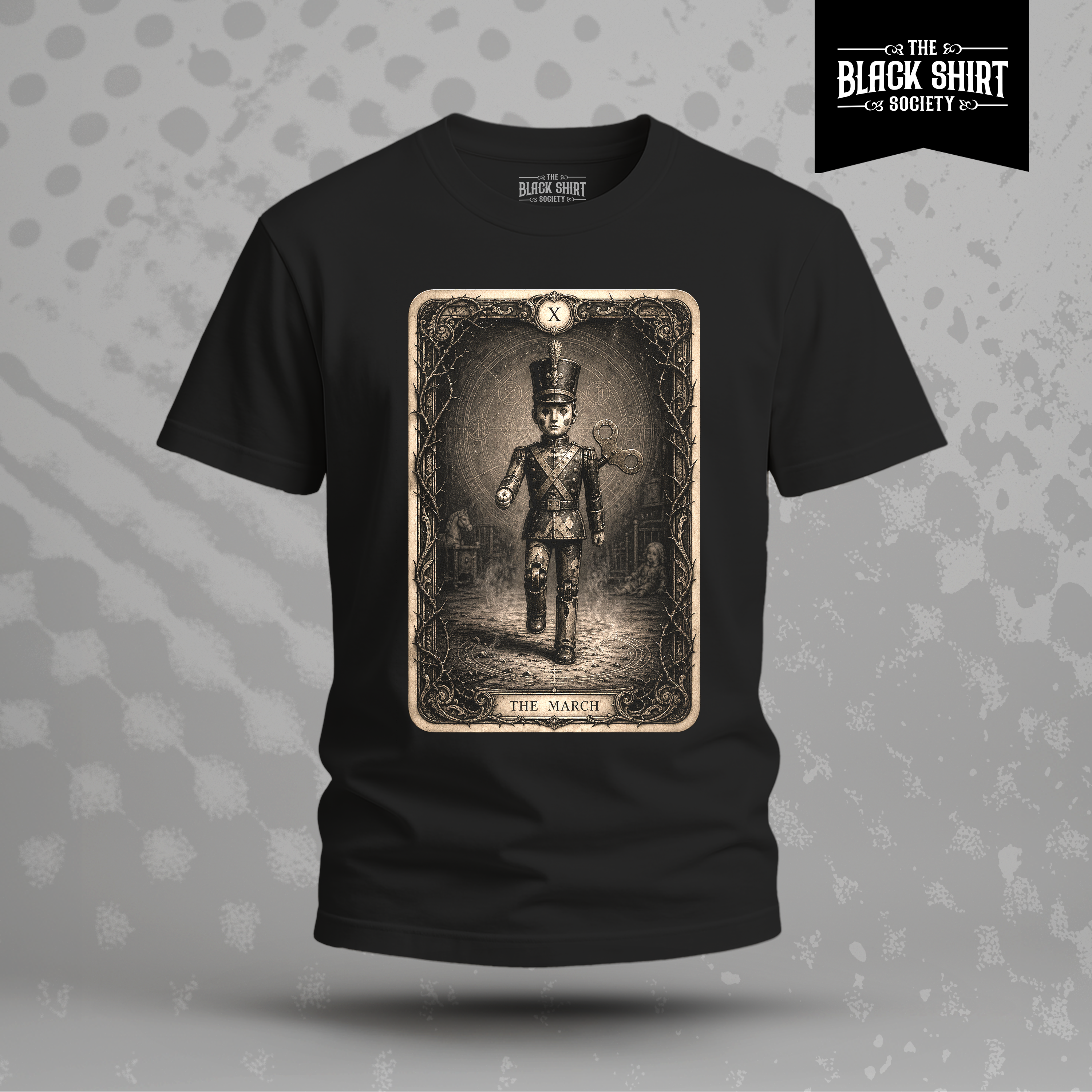 The March | Gothic Toy Soldier T-Shirt | Dark Tarot Card Graphic Tee | Victorian Horror Apparel