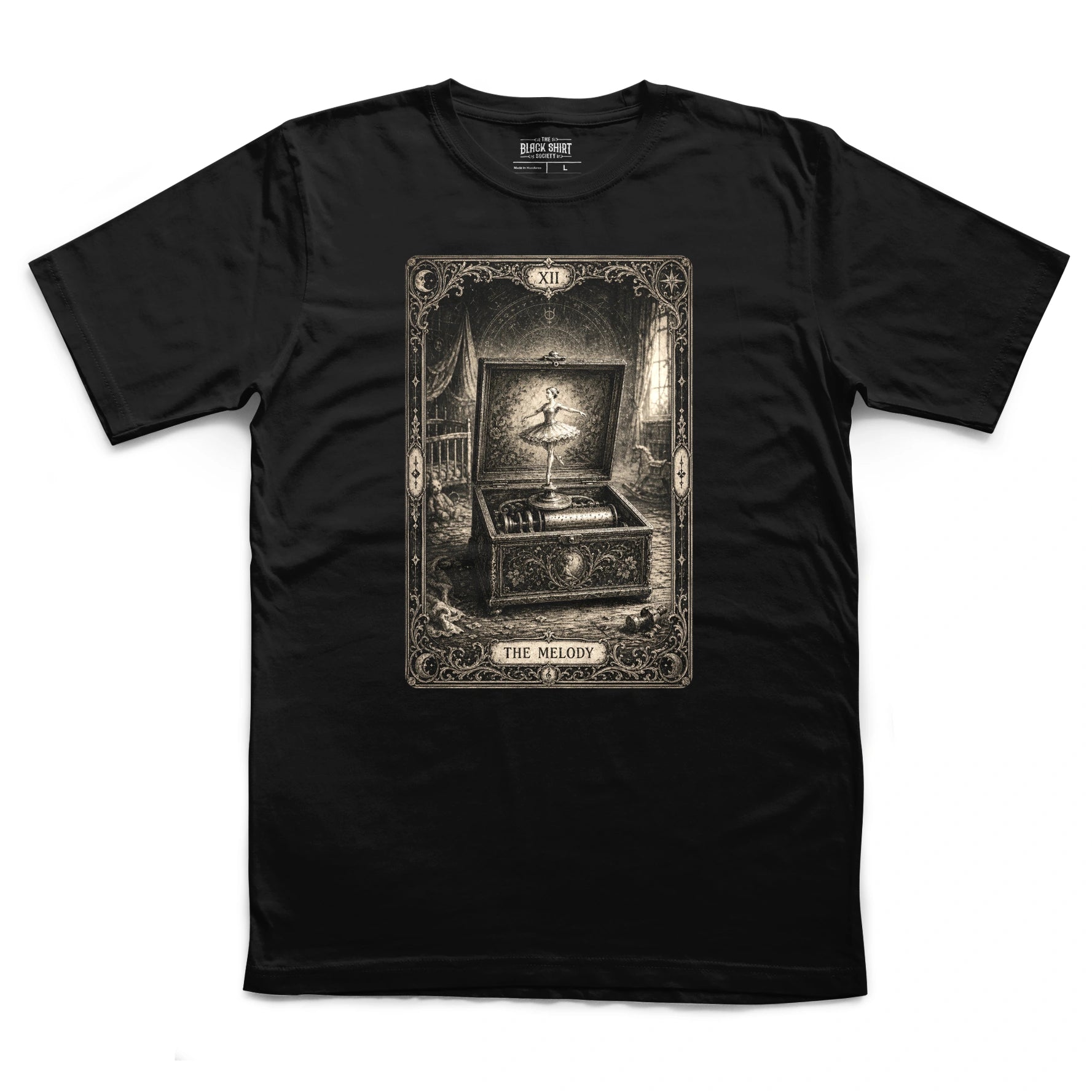 The Melody | Gothic Music Box T-Shirt | Haunted Ballerina Victorian Horror Tee