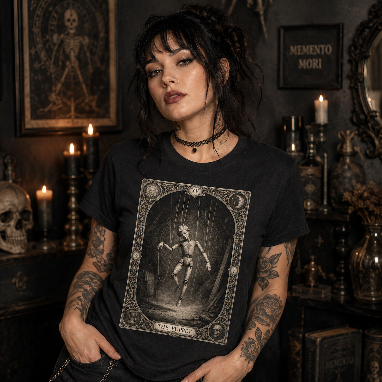 The Puppet | Gothic Marionette Tarot T-Shirt | Victorian Horror Doll Apparel