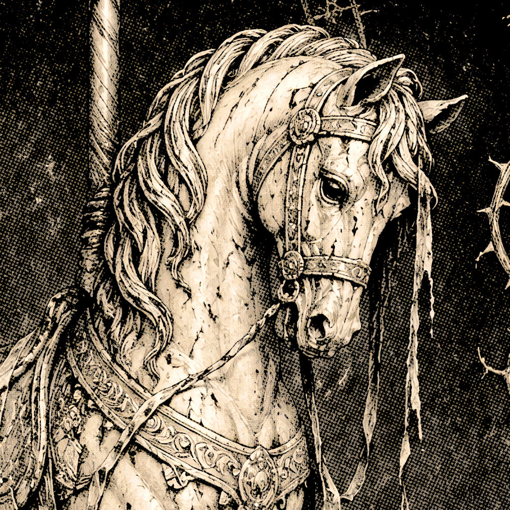 The Forgotten Ride | Gothic Carousel Horse T-Shirt | Victorian Tarot Graphic Tee | Dark Fantasy Apparel