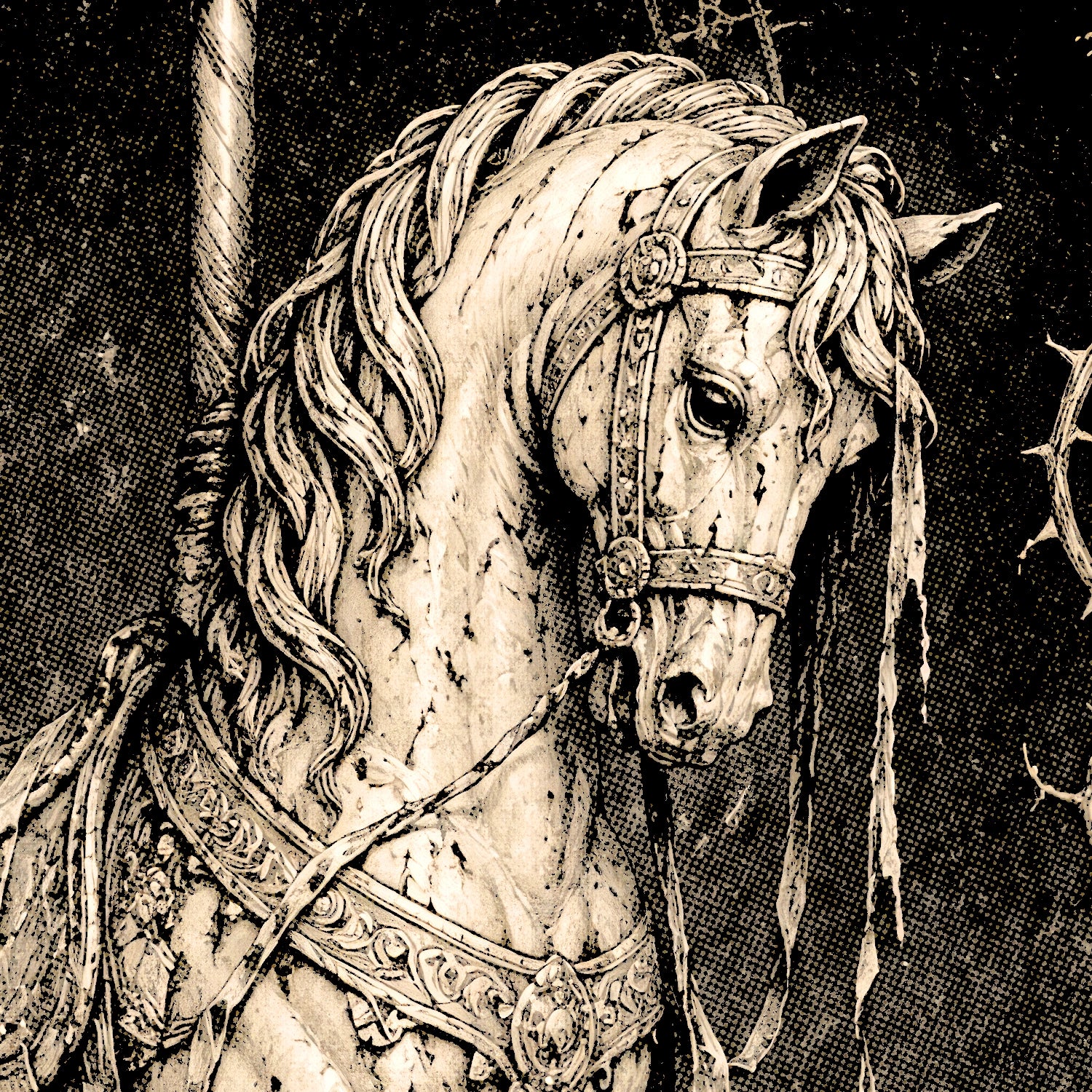 The Forgotten Ride | Gothic Carousel Horse T-Shirt | Victorian Tarot Graphic Tee | Dark Fantasy Apparel