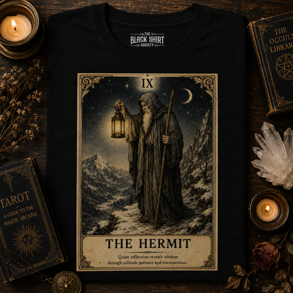 The Hermit Tarot Card T-Shirt, Victorian Major Arcana Graphic Tee