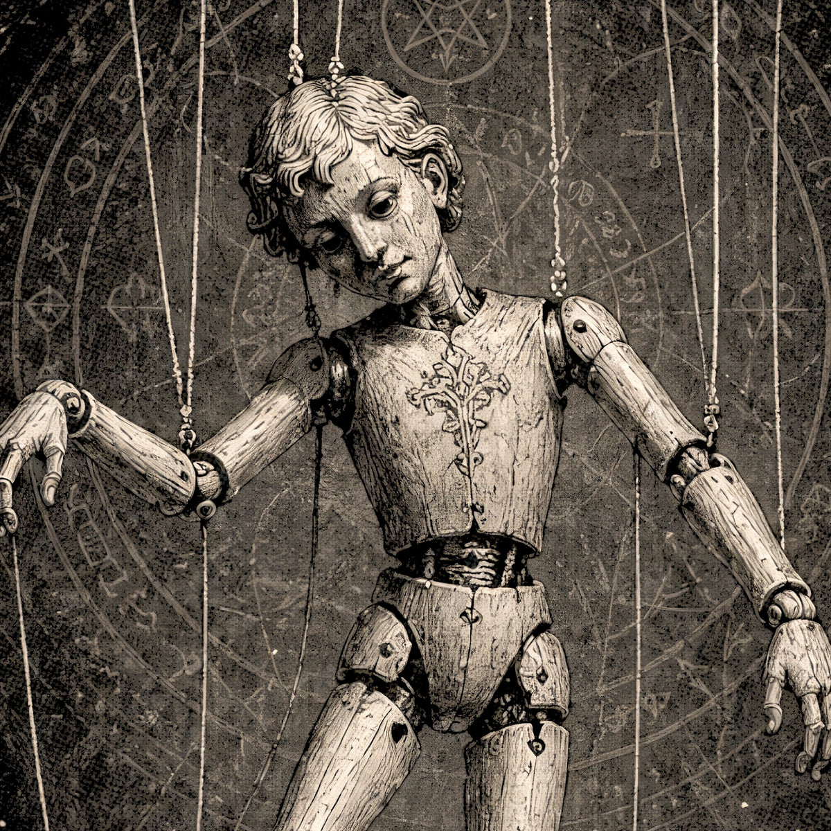 The Puppet | Gothic Marionette Tarot T-Shirt | Victorian Horror Doll Apparel
