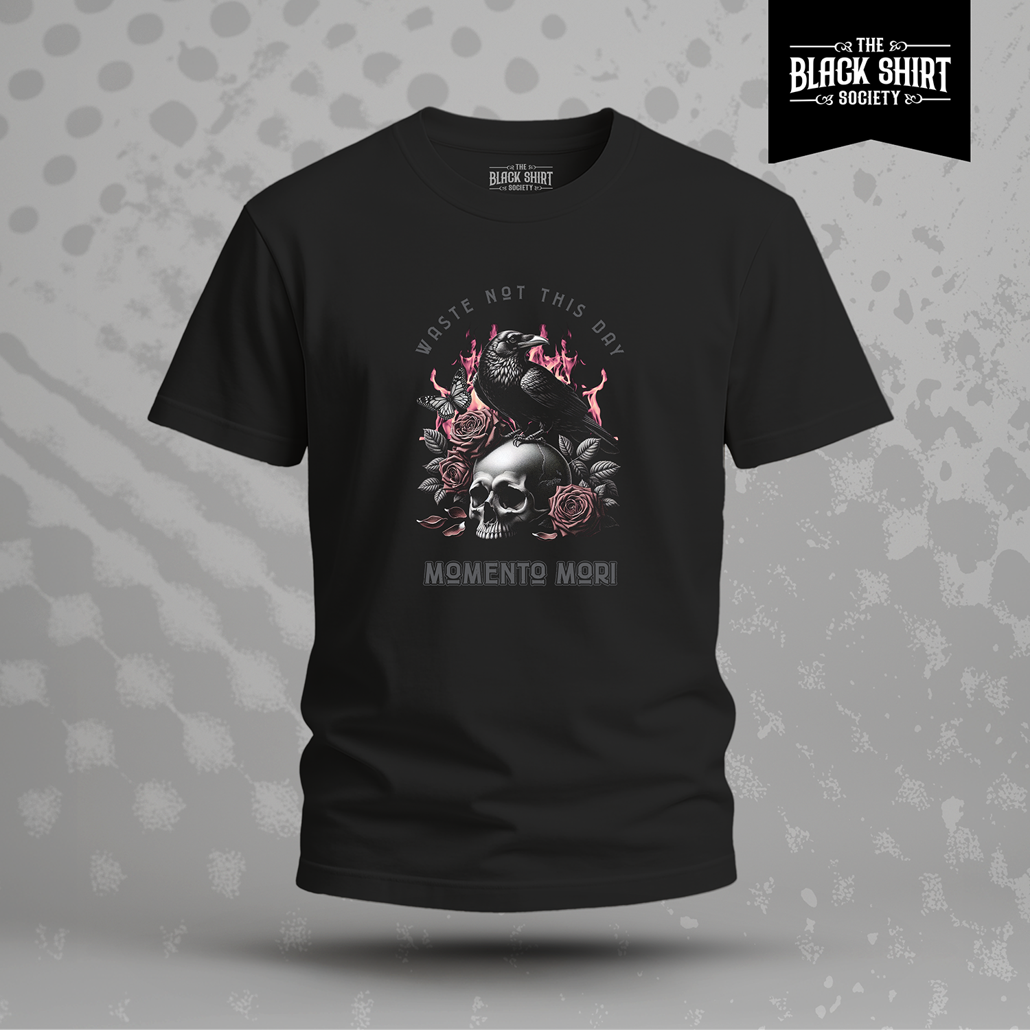 Waste Not This Day Memento Mori Raven T-Shirt, Gothic Skull Crow Tee, Dark Academia Shirt, Gothic Rose Graphic Tee