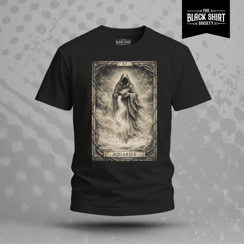Aquarius Tarot Card T-Shirt, Gothic Zodiac Astrology Apparel