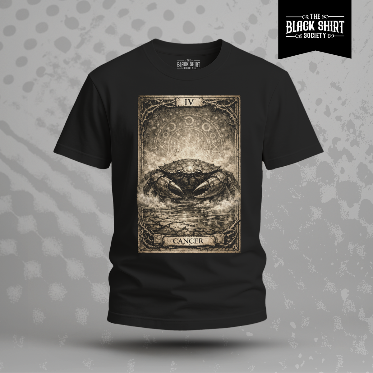 Cancer Tarot Card T-Shirt, Zodiac Crab Graphic Tee, Gothic Astrology Shirt