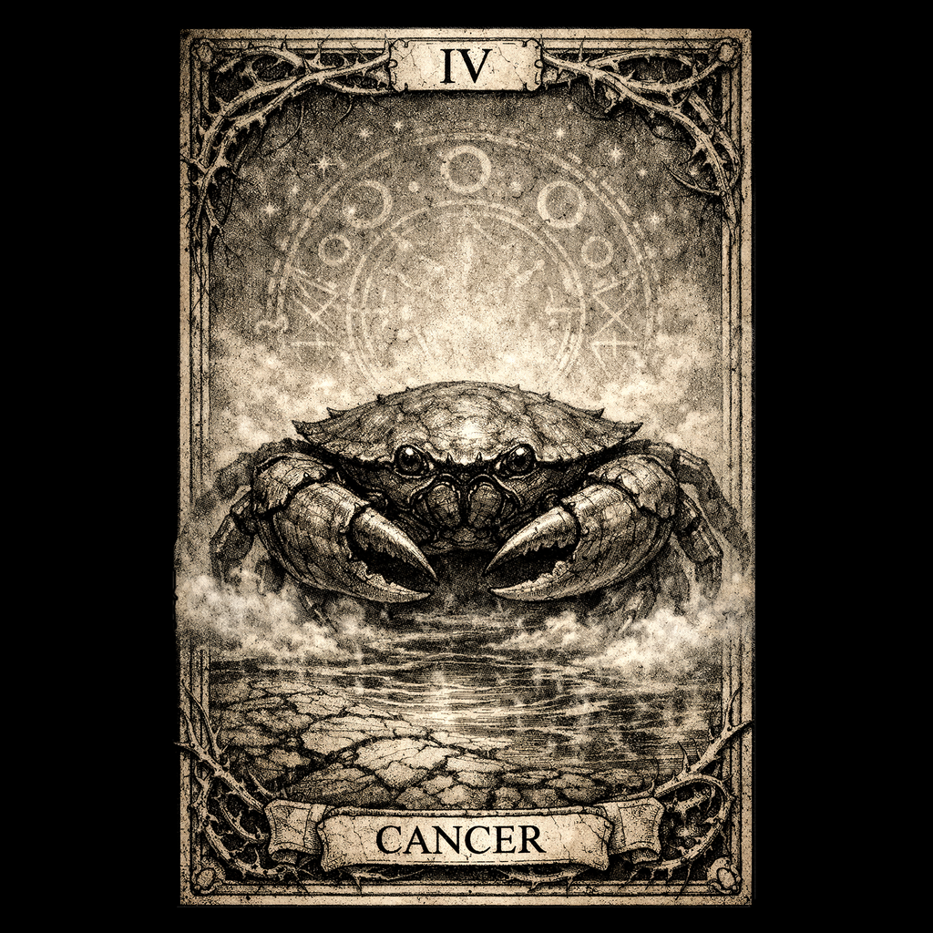 Cancer Tarot Card T-Shirt, Zodiac Crab Graphic Tee, Gothic Astrology Shirt