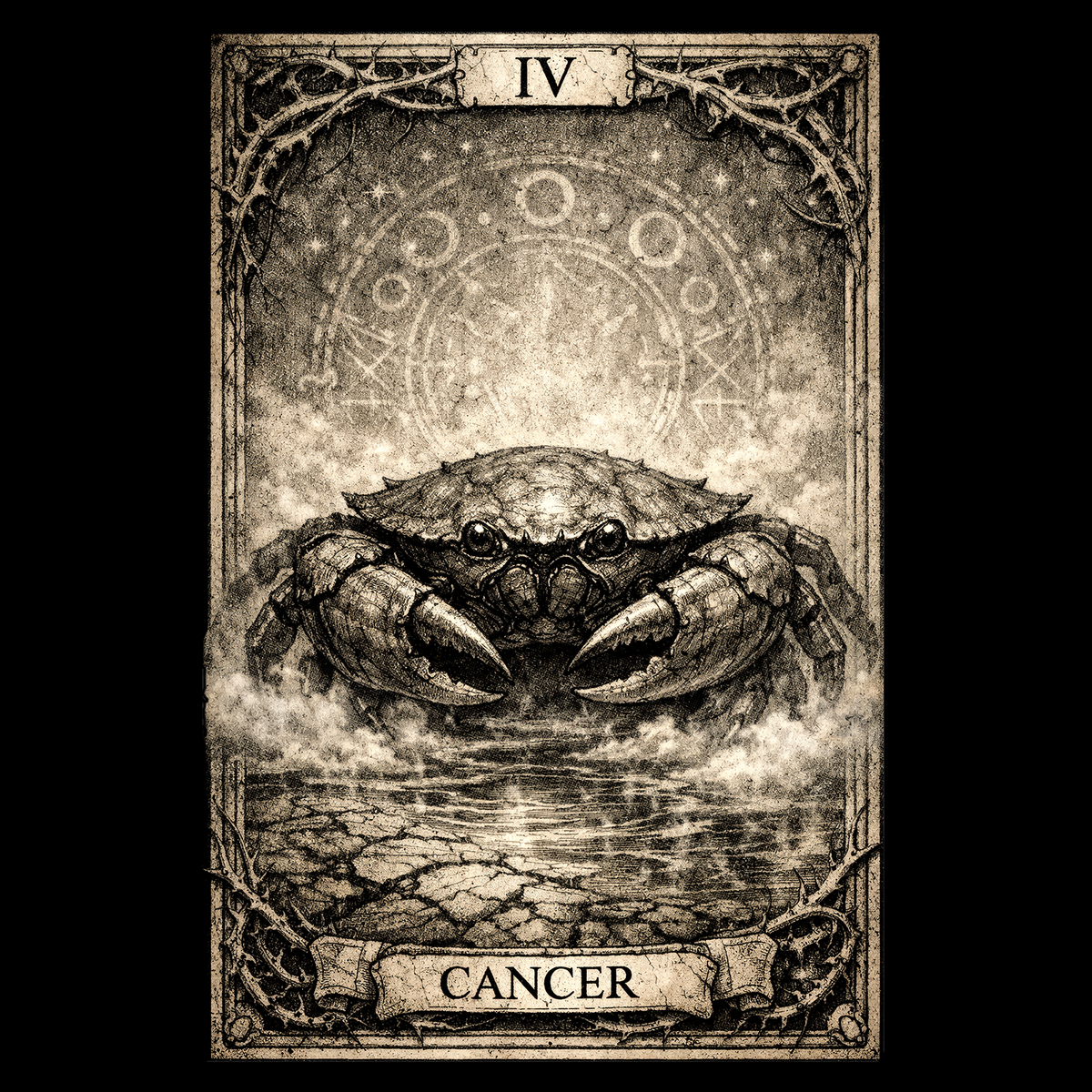 Cancer Tarot Card T-Shirt, Zodiac Crab Graphic Tee, Gothic Astrology Shirt