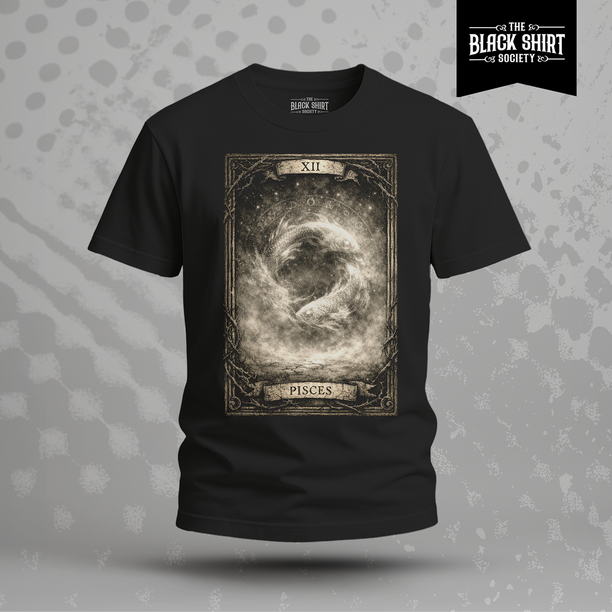 Pisces Tarot Card T-Shirt, Vintage Zodiac Astrology Tee, Celestial Gothic Graphic Shirt