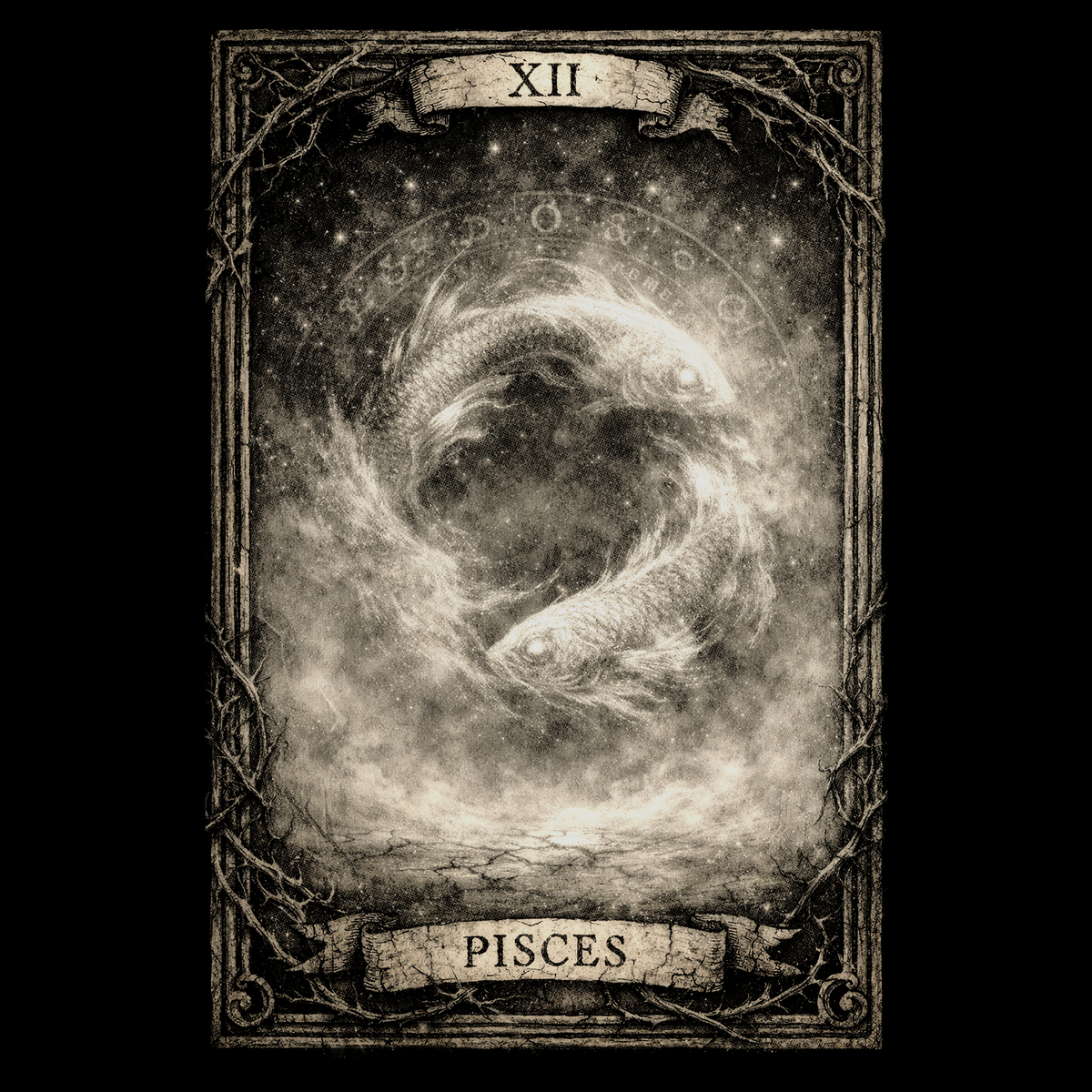 Pisces Tarot Card T-Shirt, Vintage Zodiac Astrology Tee, Celestial Gothic Graphic Shirt