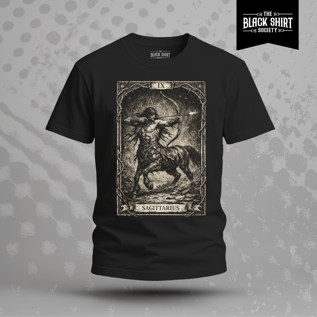 Sagittarius Tarot Card T-Shirt, Gothic Astrology Archer Graphic Tee