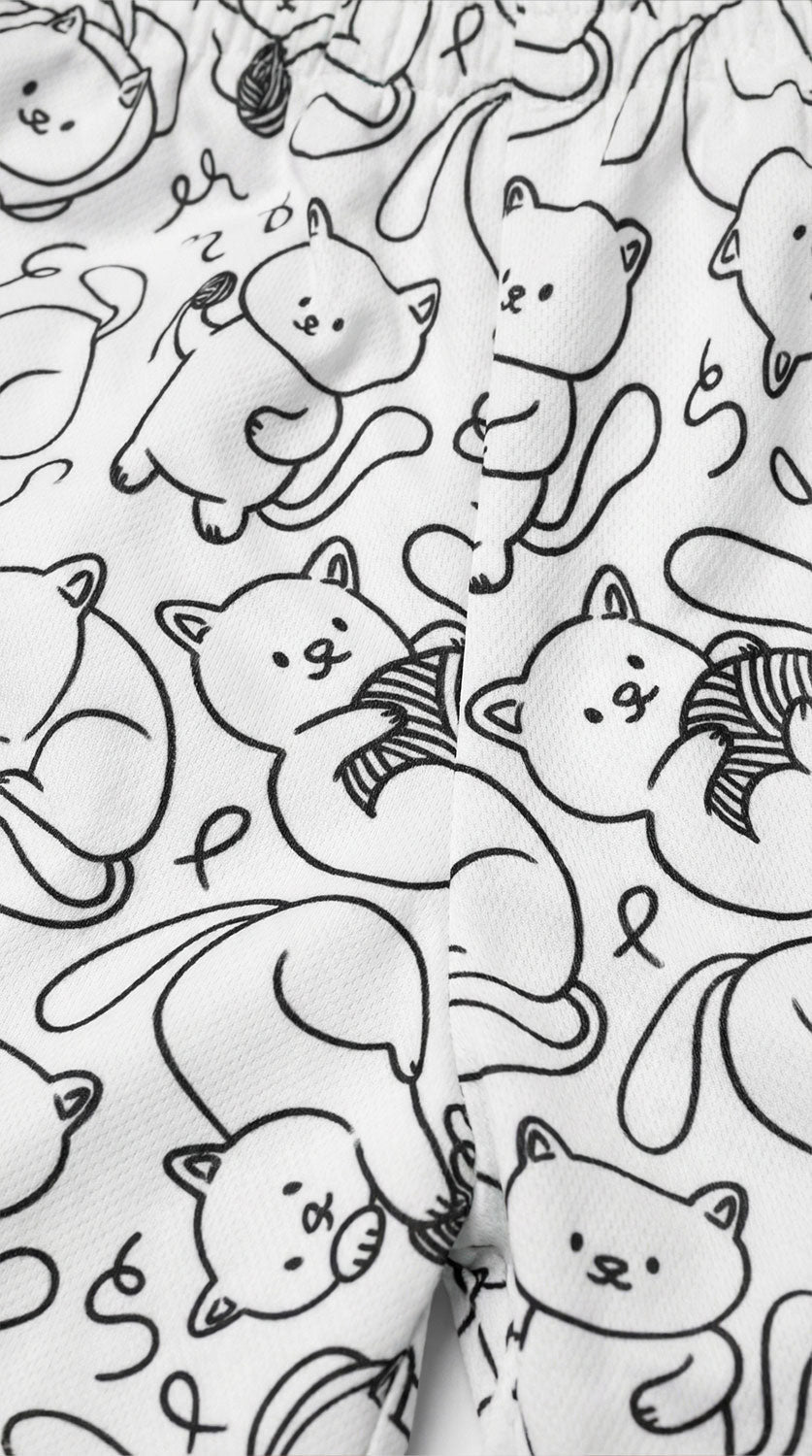 Playful Cat Mesh Shorts
