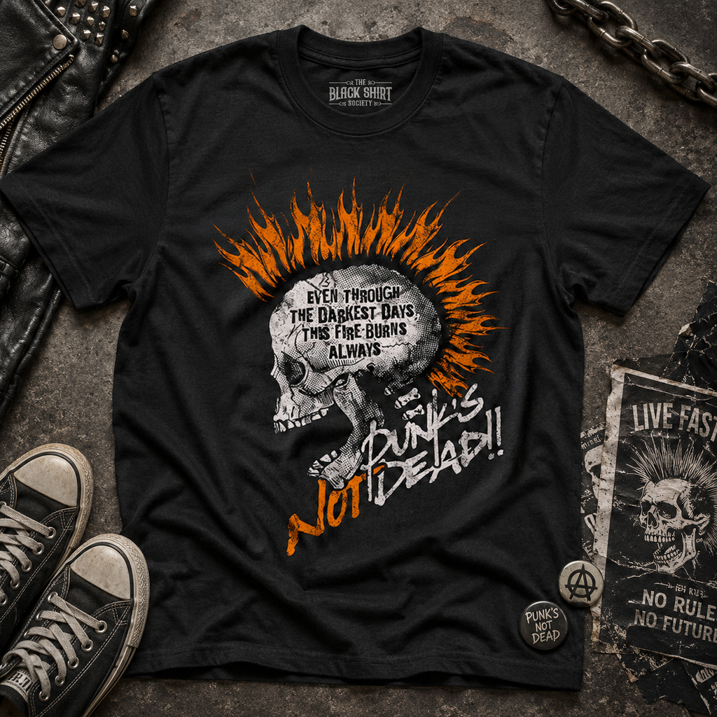 Punk Skull Mohawk T-Shirt, Distressed Screaming Skull Graphic Tee, Alternative Streetwear Apparel