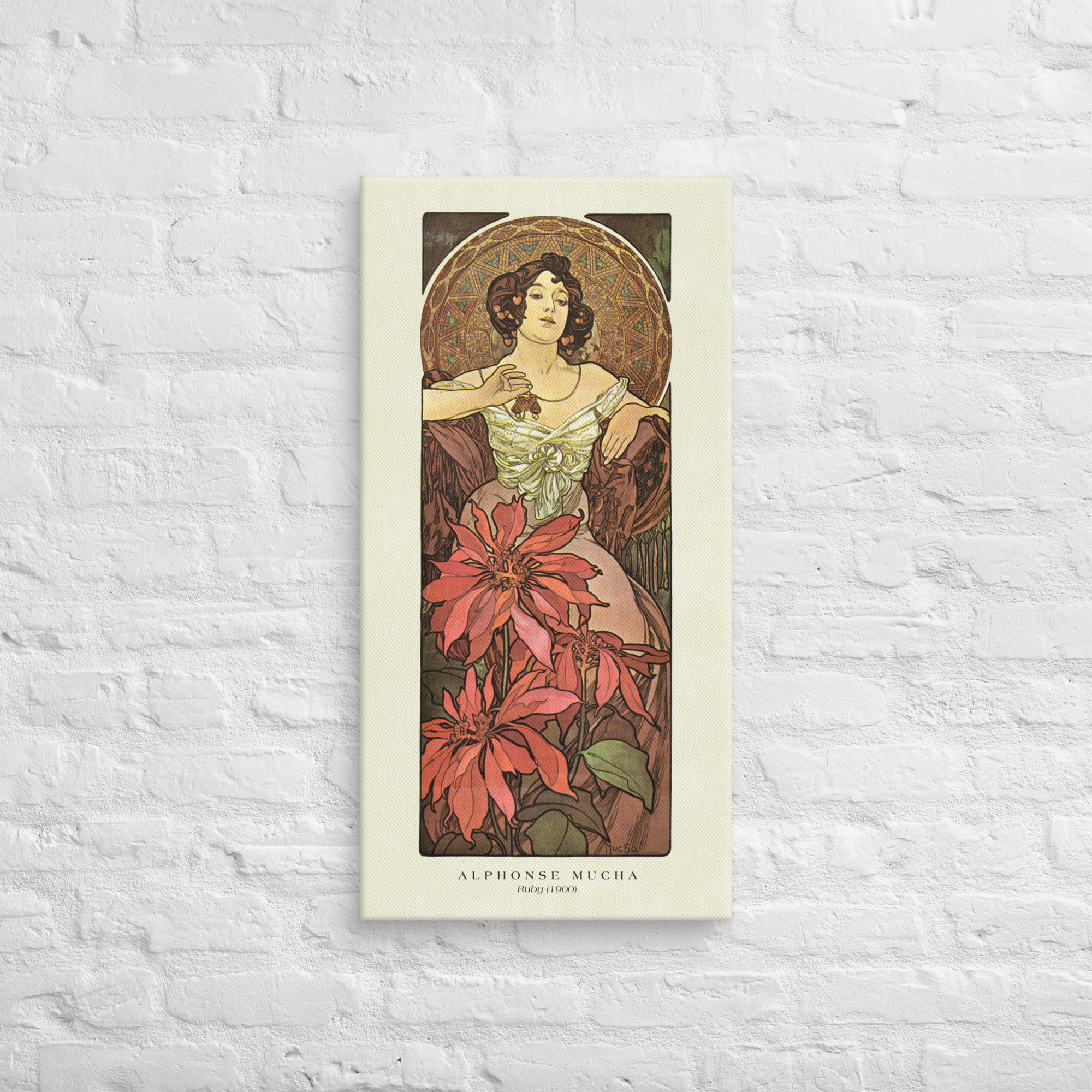 Alphonse Mucha Ruby 1900 Canvas Print (16" X 32")