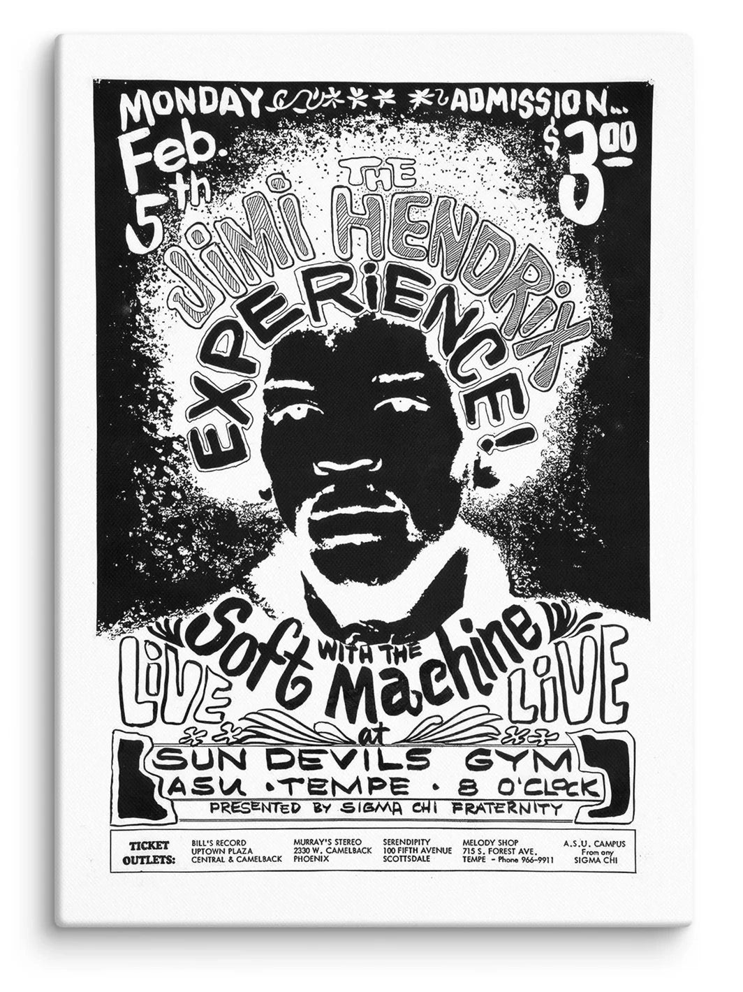 Jimi Hendrix Experience with The Soft Machine Canvas Print (20" X 28")
