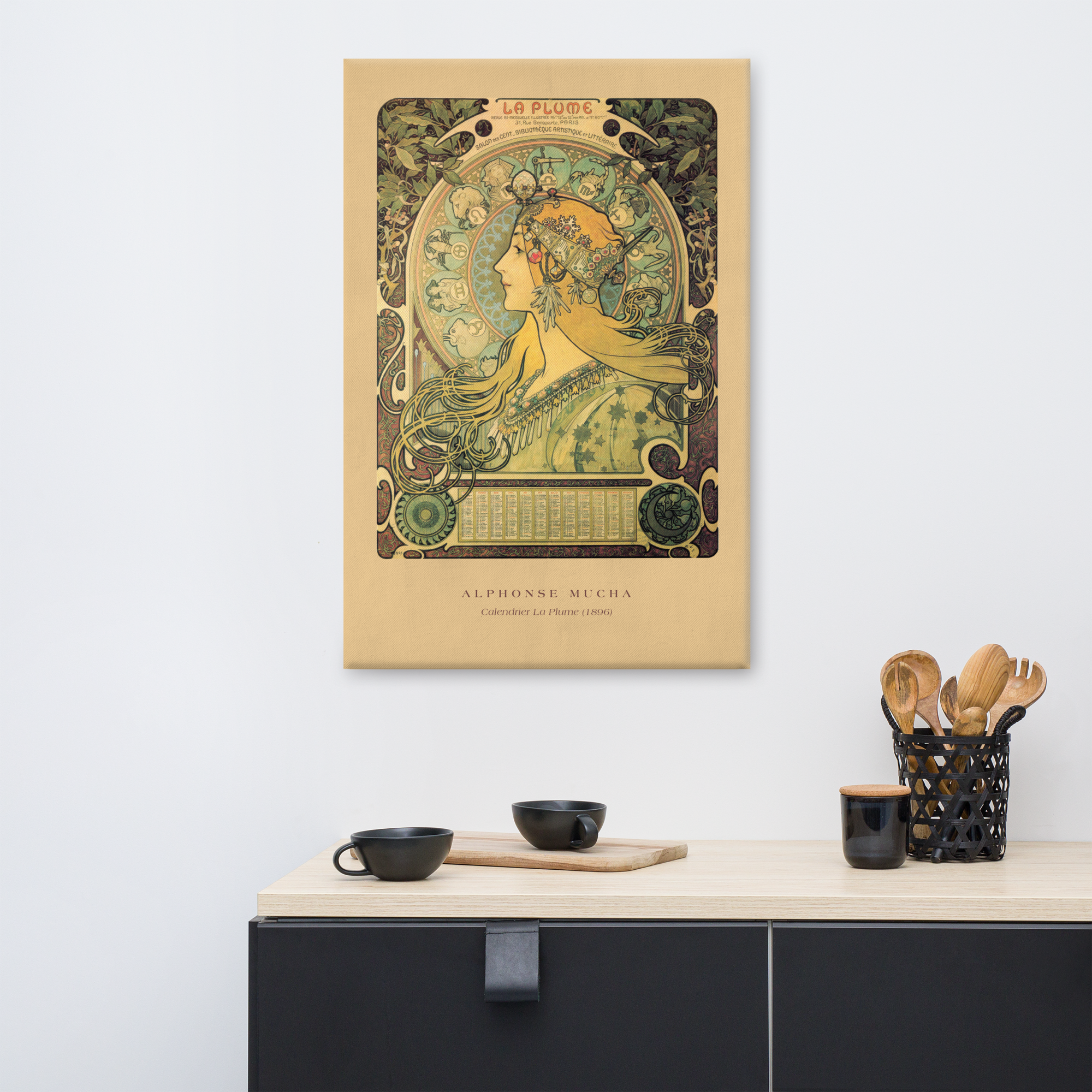 Alphonse Mucha Calendrier La Plume 1896 Canvas Print (24" X 36")