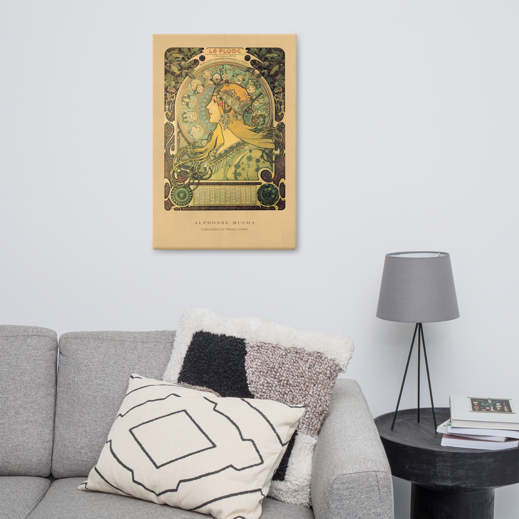 Alphonse Mucha Calendrier La Plume 1896 Canvas Print (24" X 36")