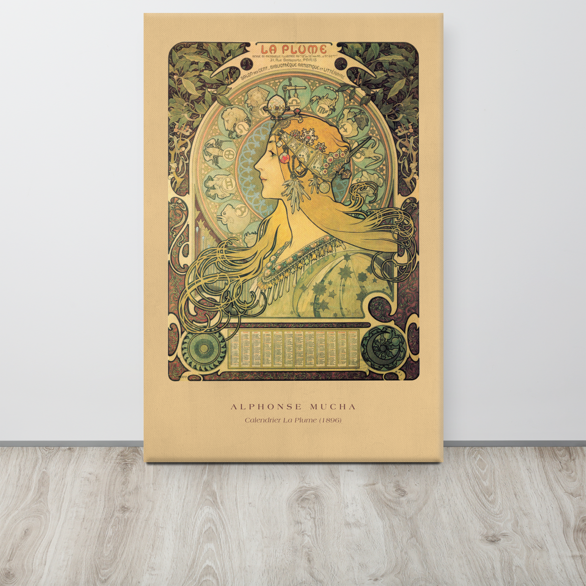 Alphonse Mucha Calendrier La Plume 1896 Canvas Print (24" X 36")