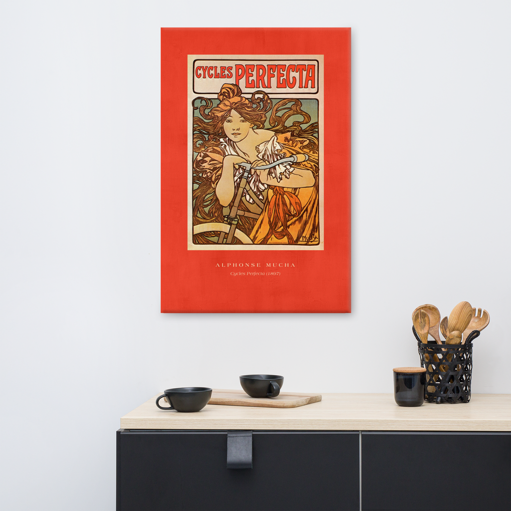 Alphonse Mucha Cycles Perfecta 1897 Canvas Print (24" X 36")