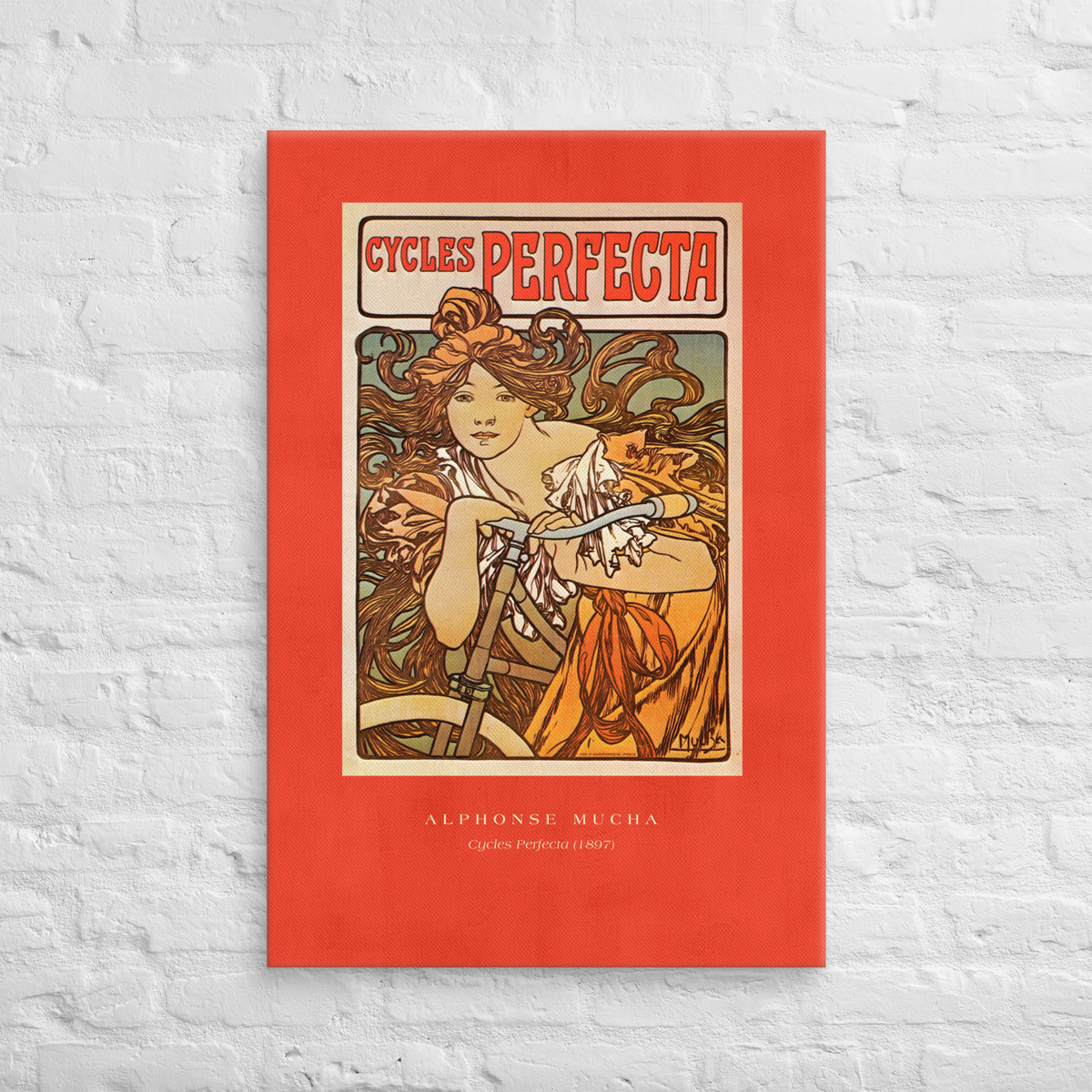 Alphonse Mucha Cycles Perfecta 1897 Canvas Print (24" X 36")