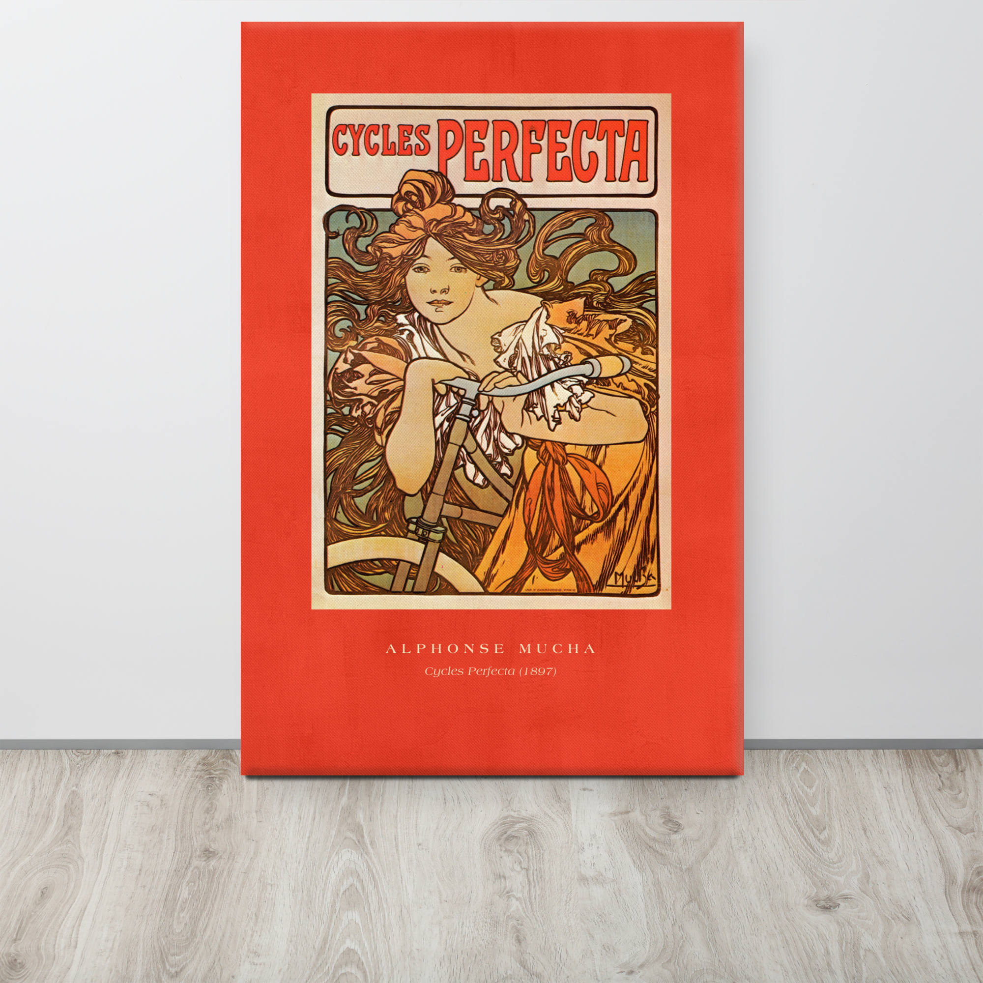 Alphonse Mucha Cycles Perfecta 1897 Canvas Print (24" X 36")