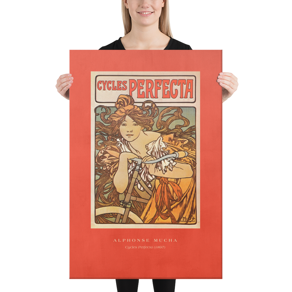 Alphonse Mucha Cycles Perfecta 1897 Canvas Print (24" X 36")