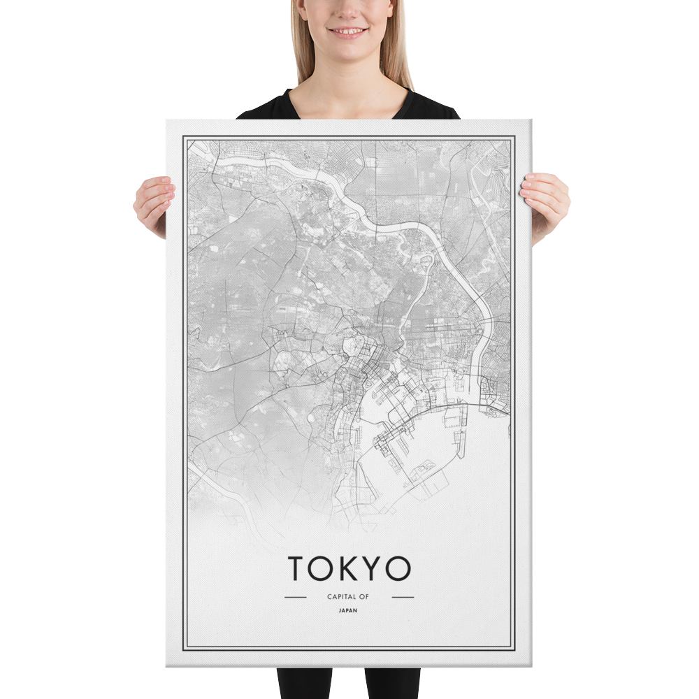 Tokyo Cartography Canvas Print (24" X 36")