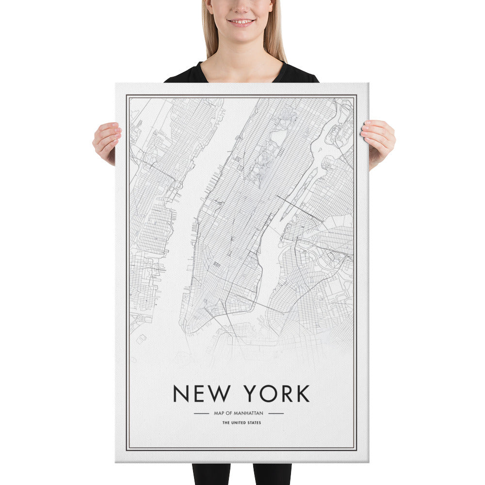 New York Cartography Canvas Print (24" X 36")
