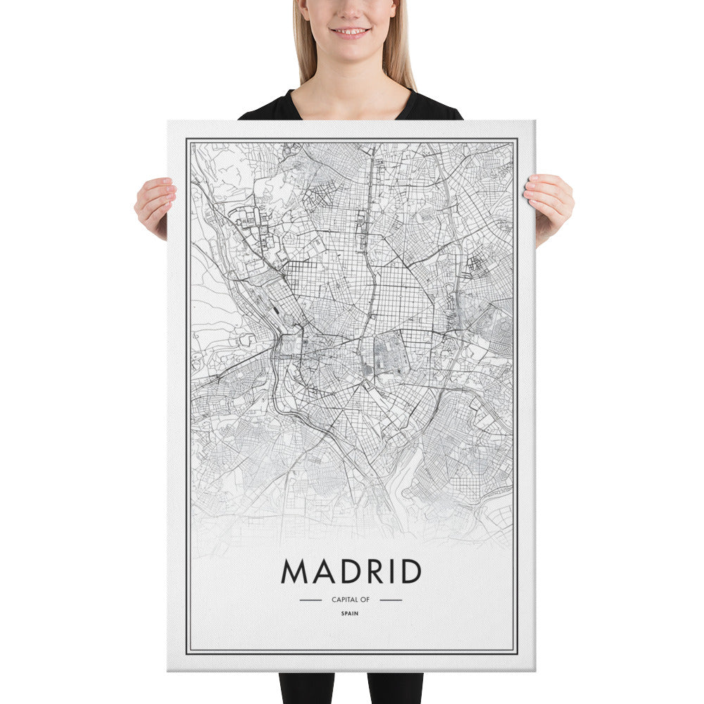 Madrid Cartography Canvas Print (24" X 36")