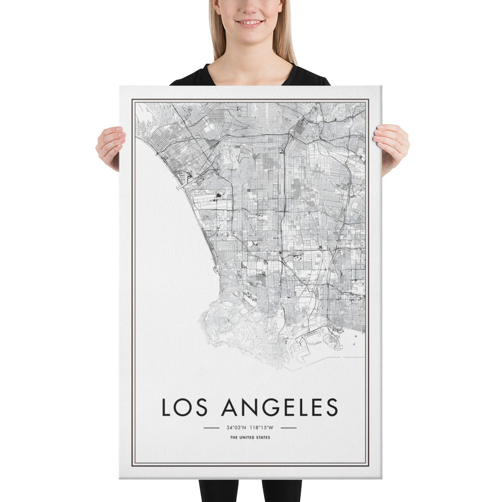 Los Angeles Cartography Canvas Print (24" X 36")