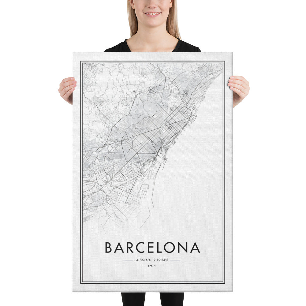Barcelona Cartography Canvas Print (24" X 36")