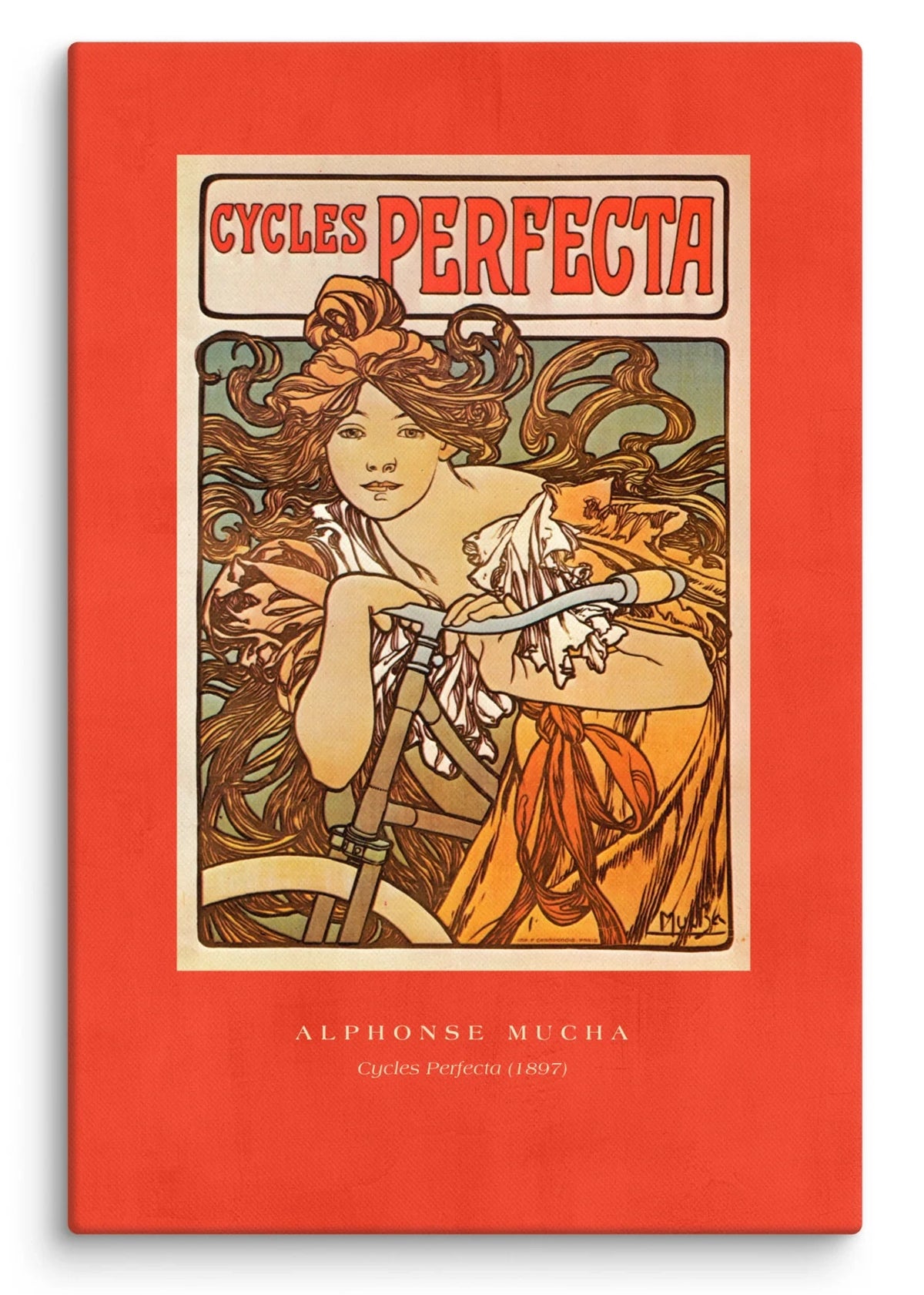 Alphonse Mucha Cycles Perfecta 1897 Canvas Print (24" X 36")