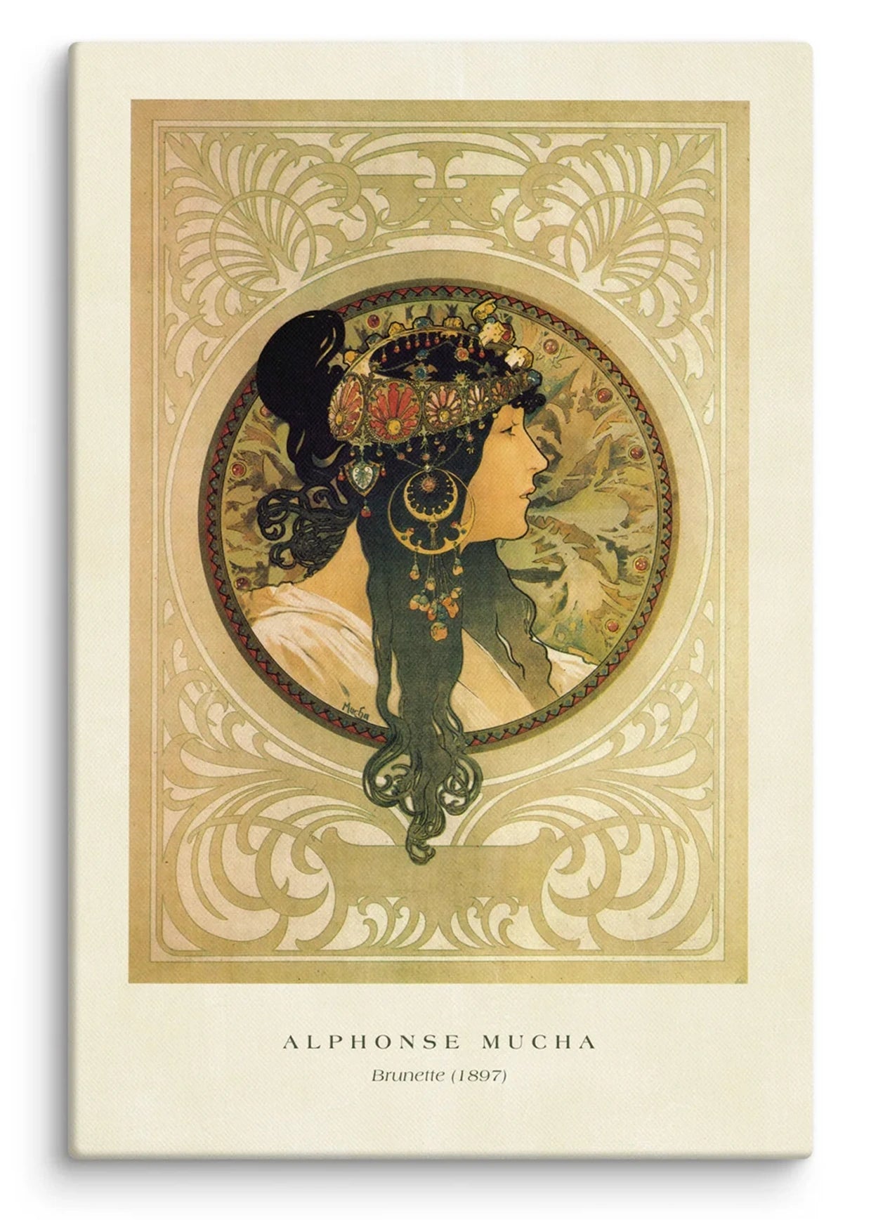 Alphonse Mucha Brunette 1897 Canvas Print (24" X 36")