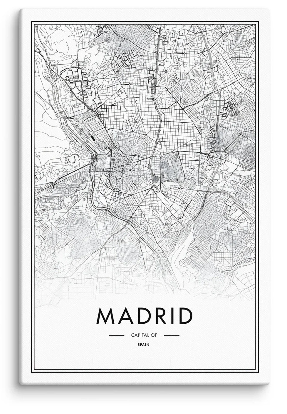 Madrid Cartography Canvas Print (24" X 36")