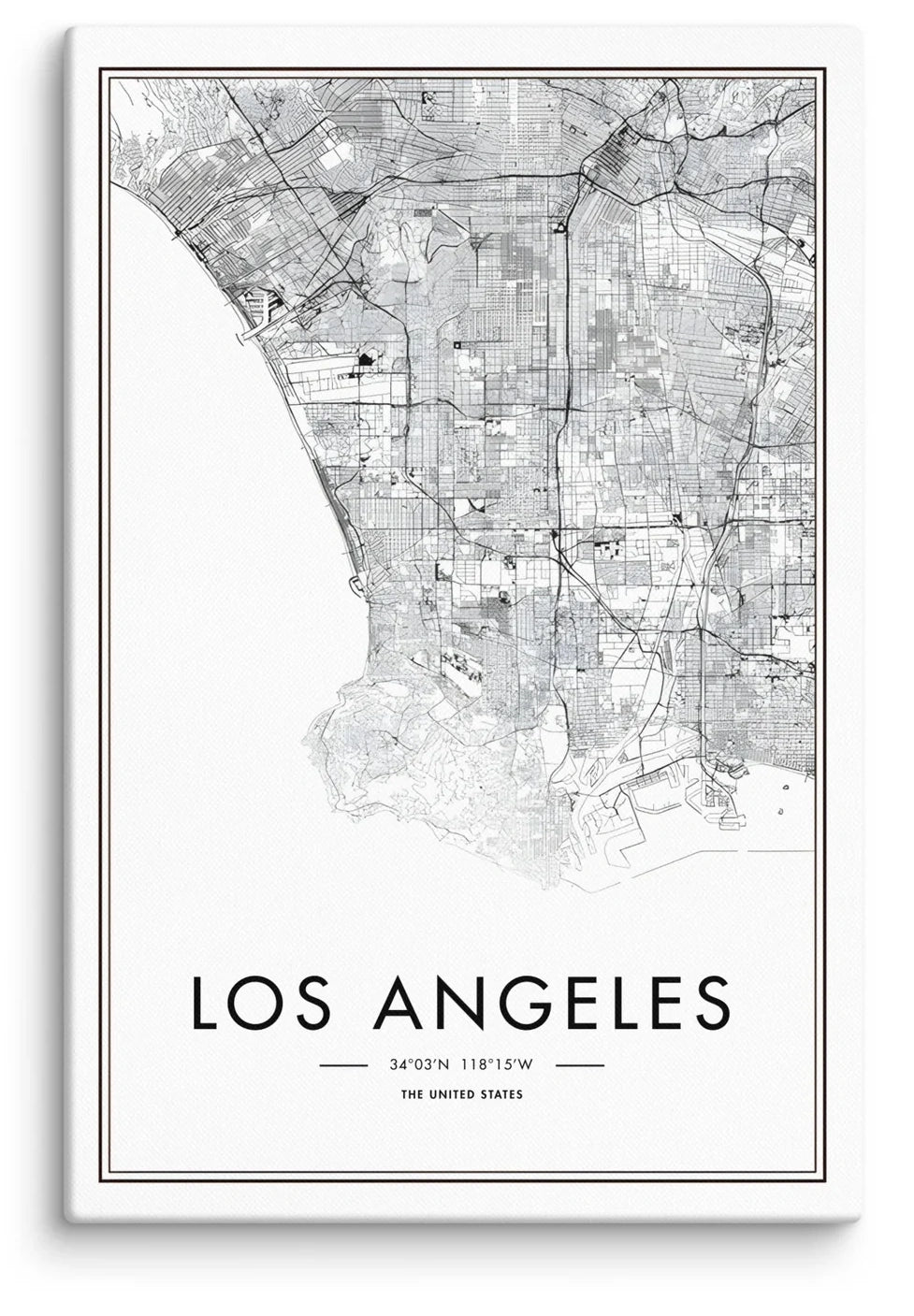 Los Angeles Cartography Canvas Print (24" X 36")