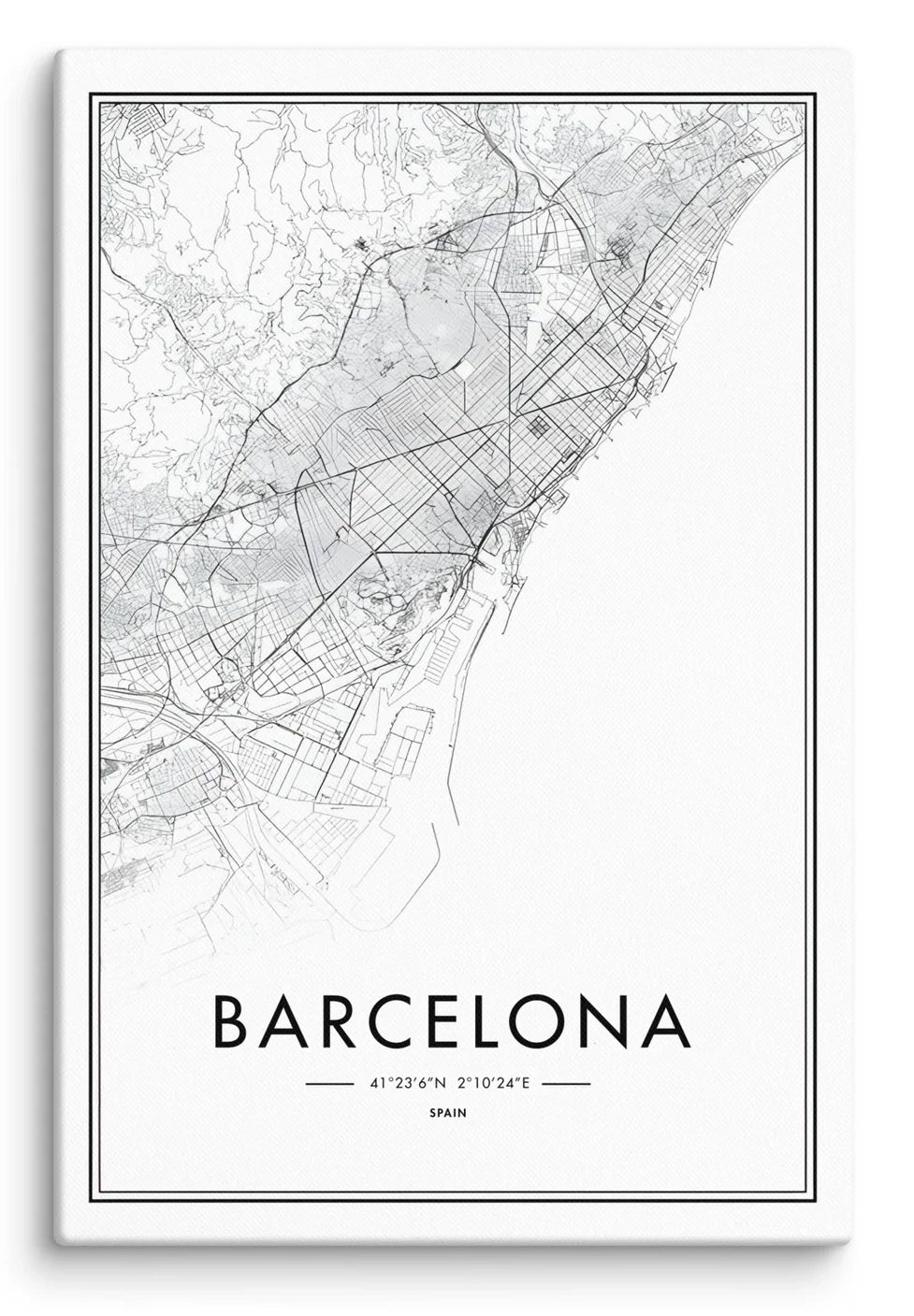 Barcelona Cartography Canvas Print (24" X 36")