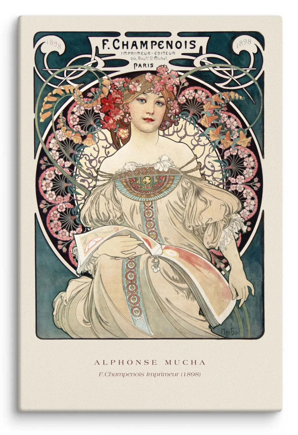 Alphonse Mucha F. Champenois Imprimeur 1898 Canvas Print (24" X 36")