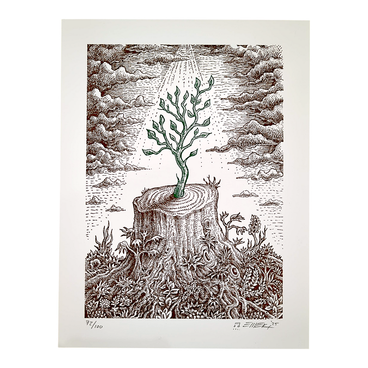 Emek "The Re-Giving Tree (White)" Letterpress Print