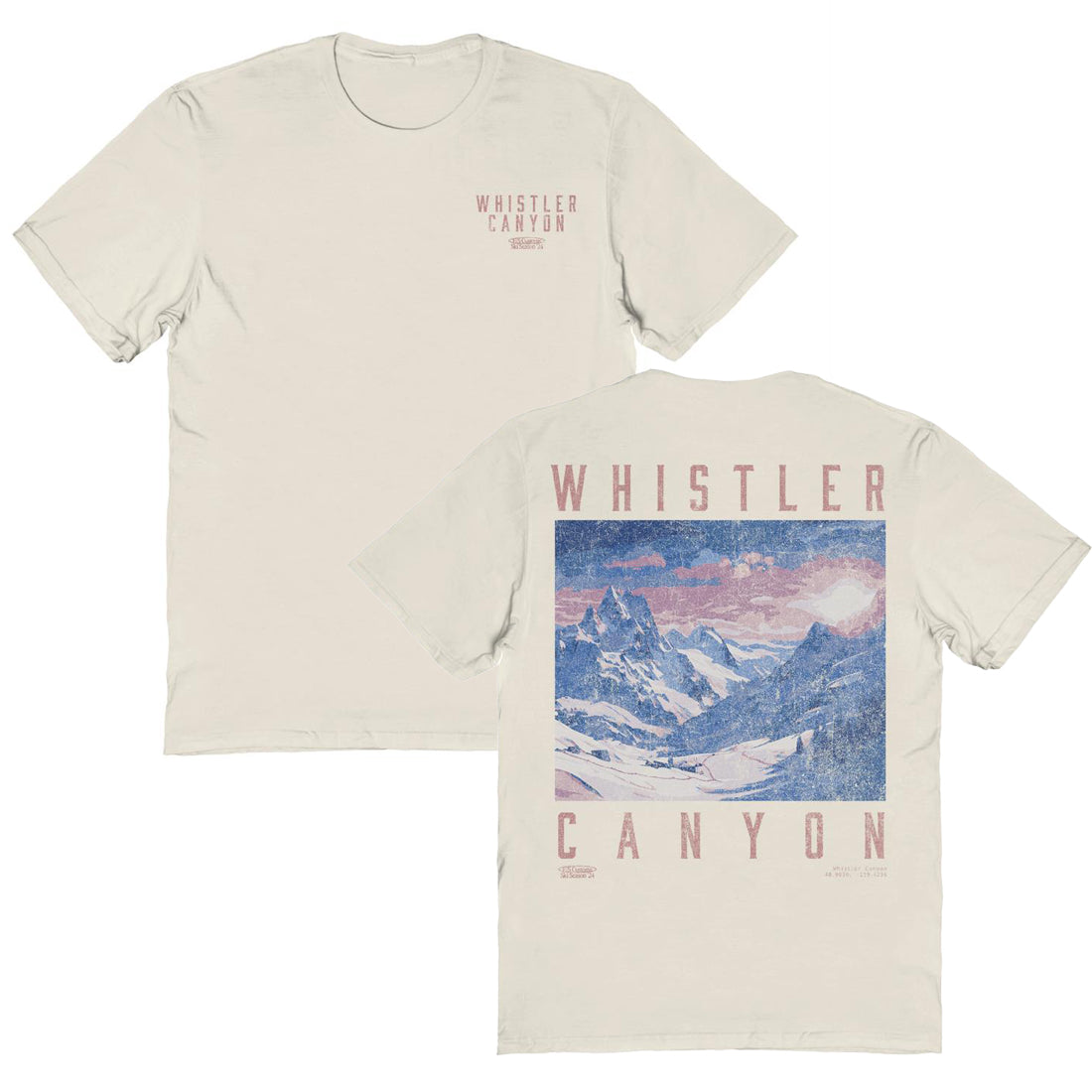 Snowboarding Whistler Light Front & Back Print T-Shirt