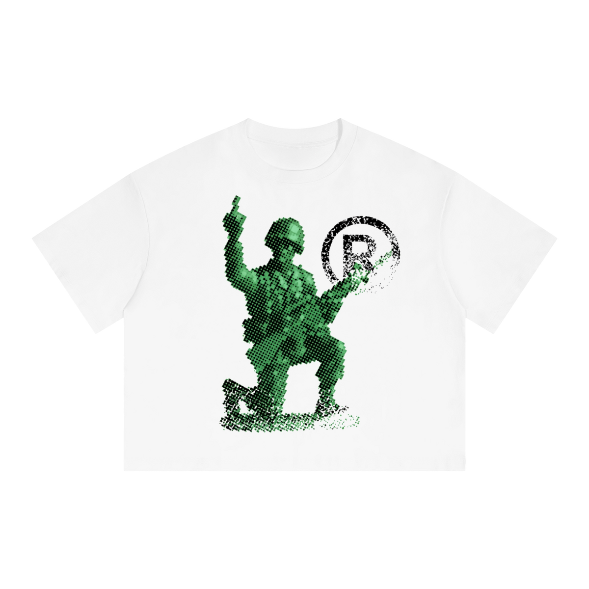 Deployed Streetwear Tee Y2k T-Shirt White Boxy Cropped 250GSM Summer Short Sleeve Crew Neck