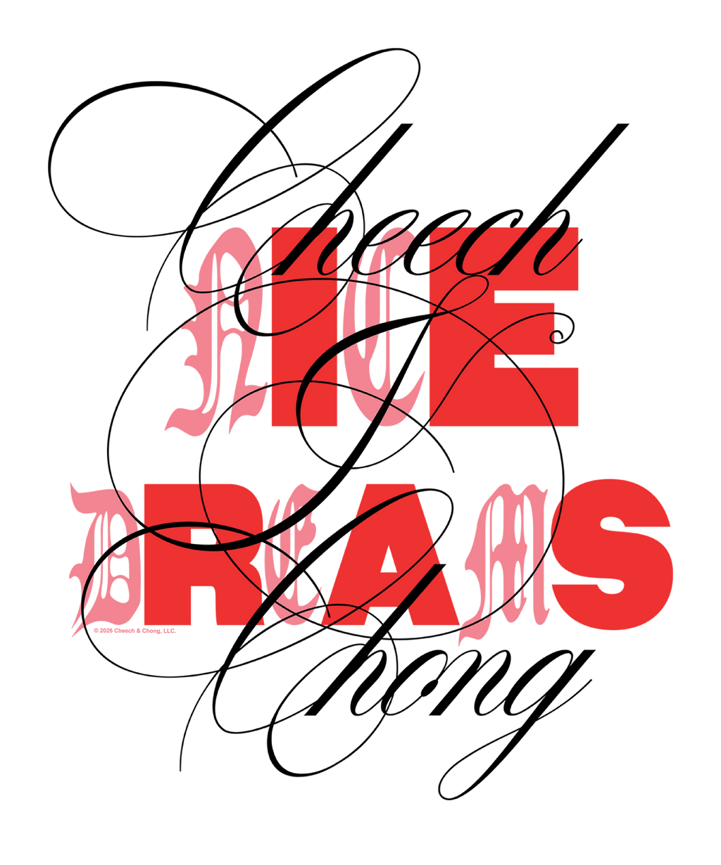 Cheech & Chong Nice Dreams Red Typography T-Shirt