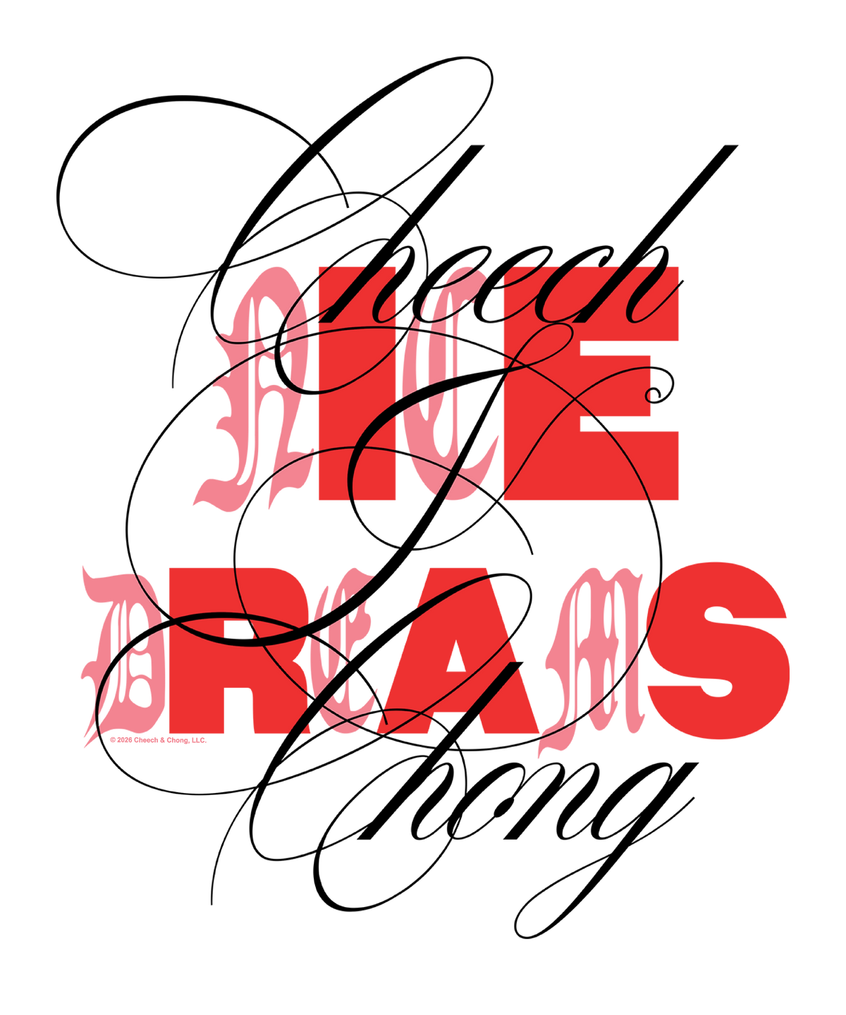 Cheech & Chong Nice Dreams Red Typography T-Shirt