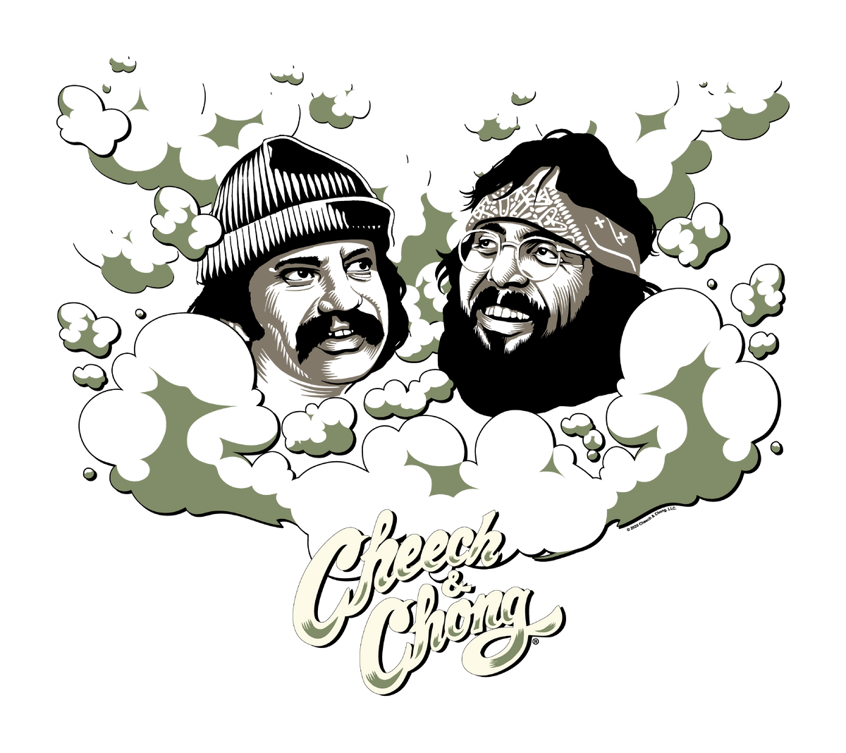 Cheech & Chong Faces Smoke Cloud T-Shirt