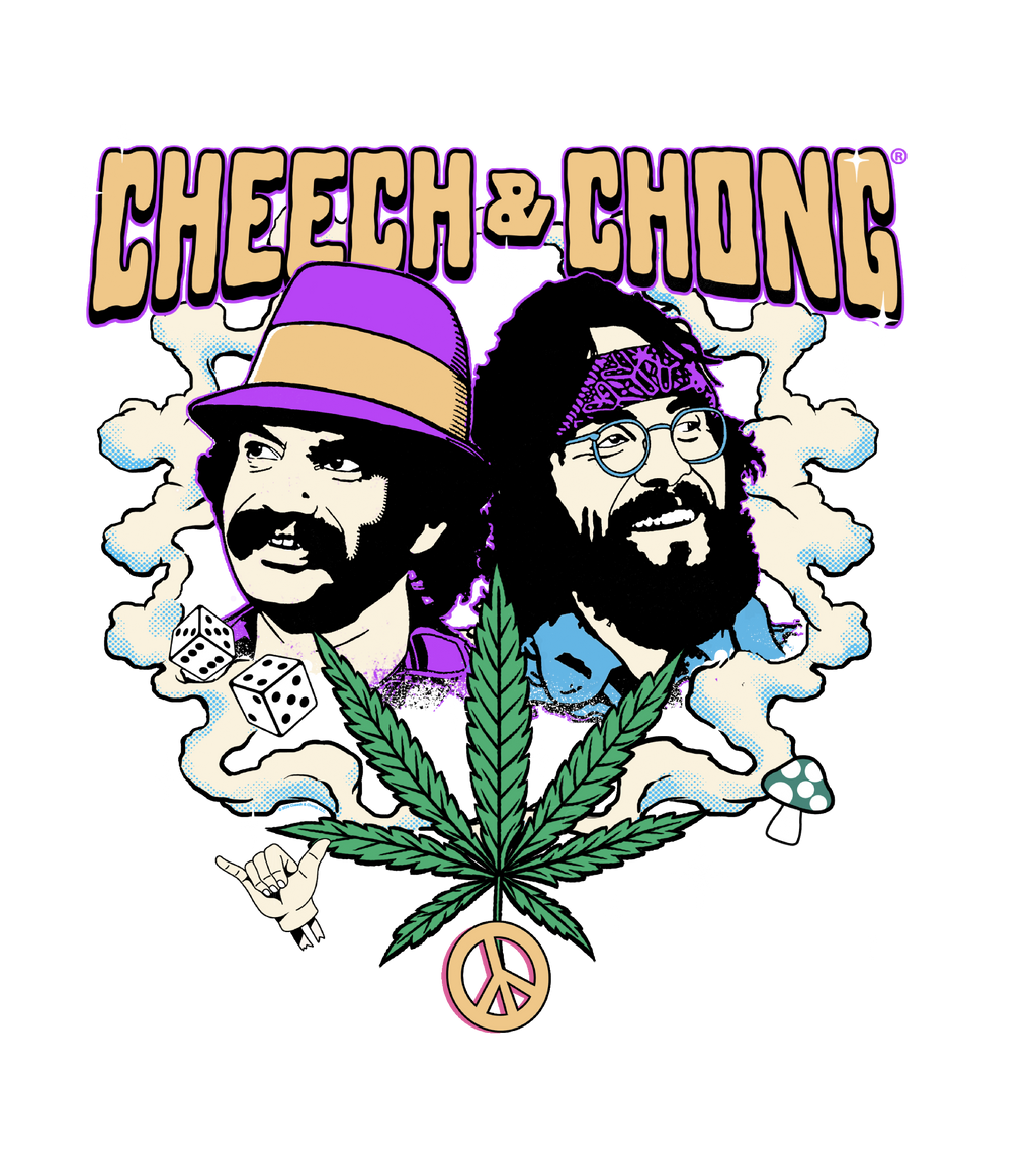 Cheech & Chong Duo Portrait Dice Peace Leaf T-Shirt