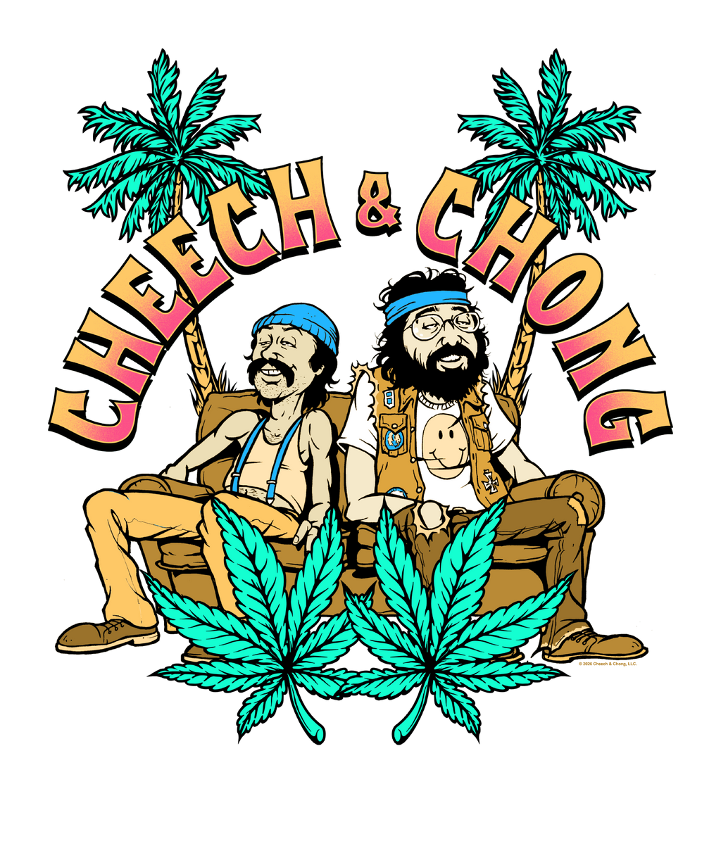 Cheech & Chong Cartoon Couch Palm Trees T-Shirt